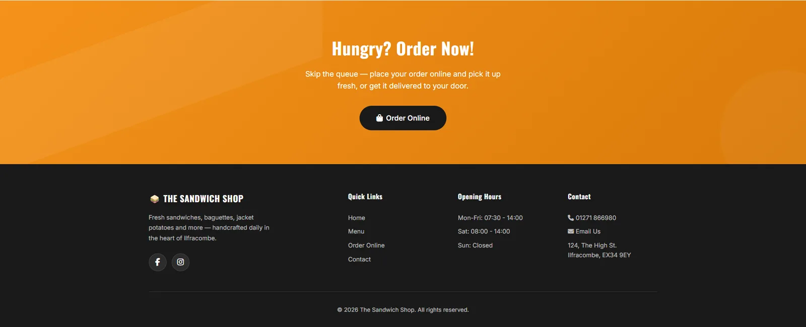 Sandwich Shop order section