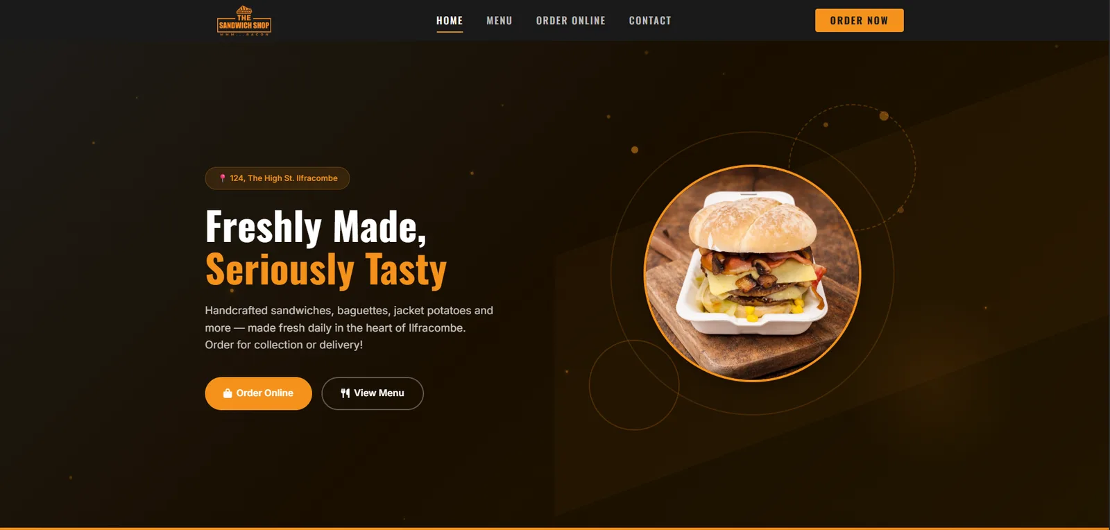 Sandwich Shop homepage