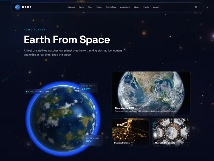 NASA concept site: an interactive Earth from space section