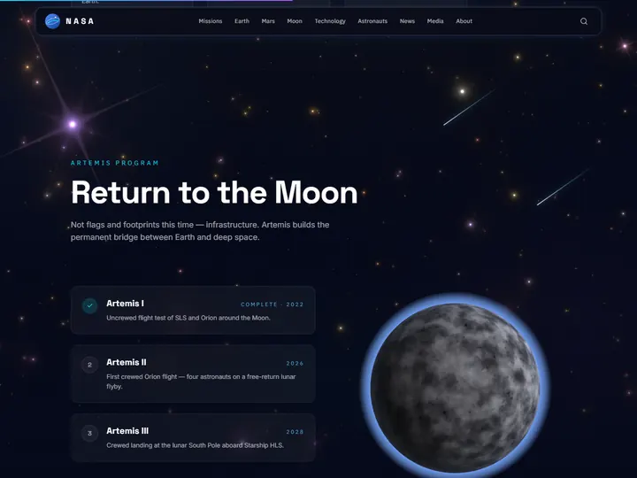 NASA concept site: Return to the Moon with the Artemis timeline