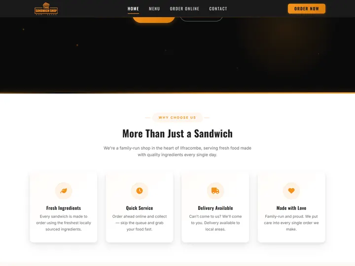 The Sandwich Shop homepage: More than just a sandwich