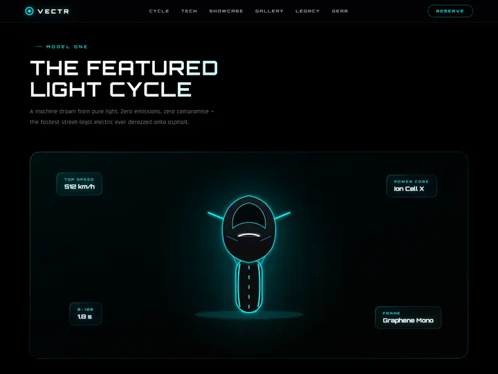 VECTR concept site: the featured light cycle