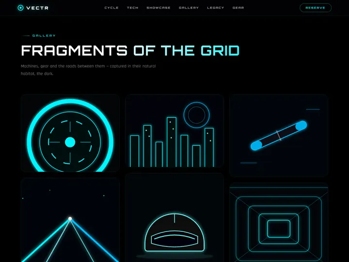 VECTR concept site: Fragments of the grid gallery