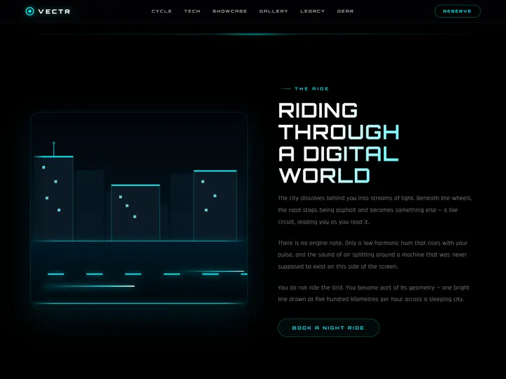 VECTR concept site: Riding through a digital world